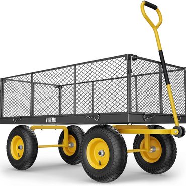 Annual Open Market Steel Garden Cart 2-in-1 1400 lbs Utility Wagon Black Green Modern
