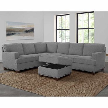 Limited Smart Pick Thomasville Emilee Fabric Sectional with Storage Ottoman Budget