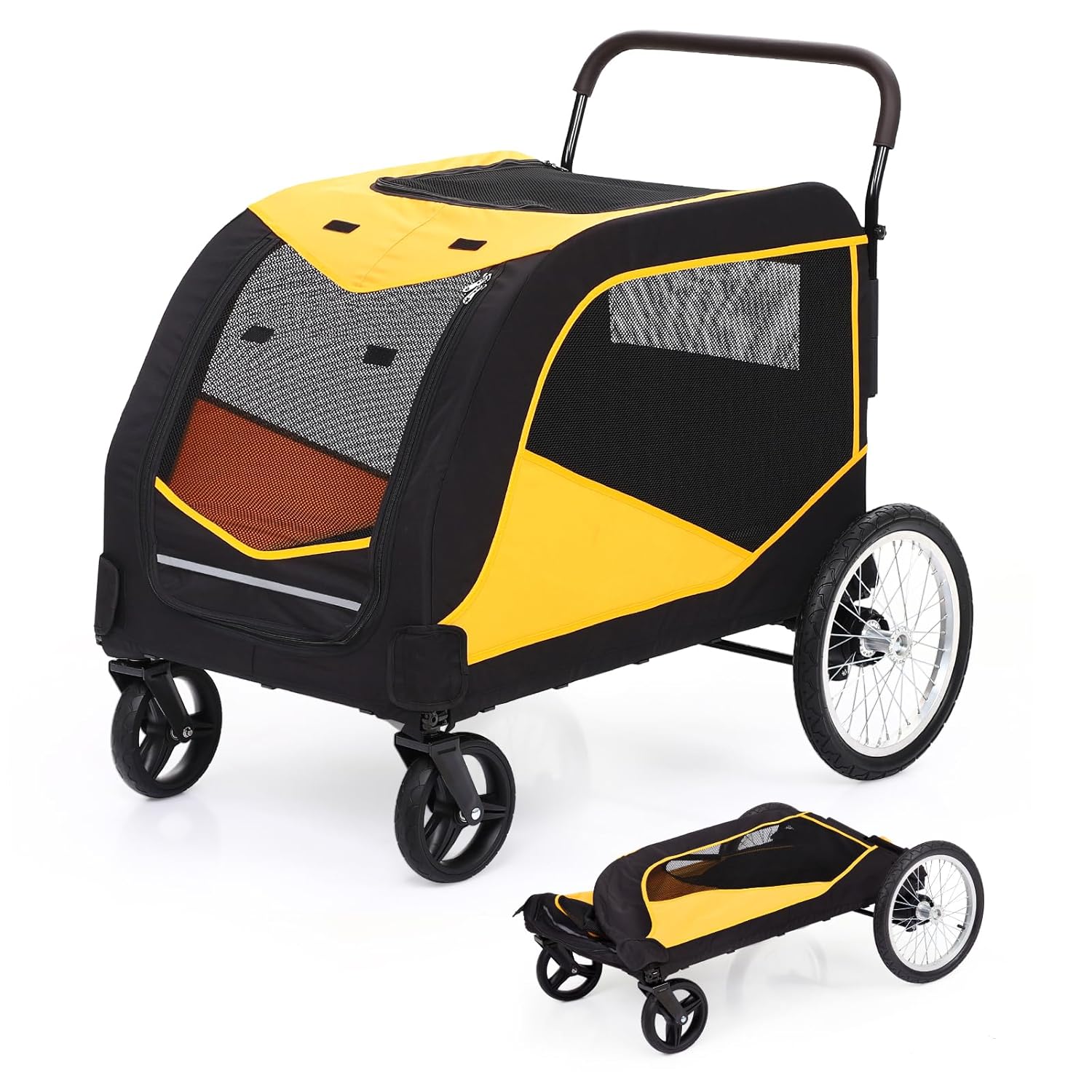 Limited Standard Goods Dog Stroller for Large Pet Jogger Folding Cart 4 Wheel Storage Grey Orange Reliable
