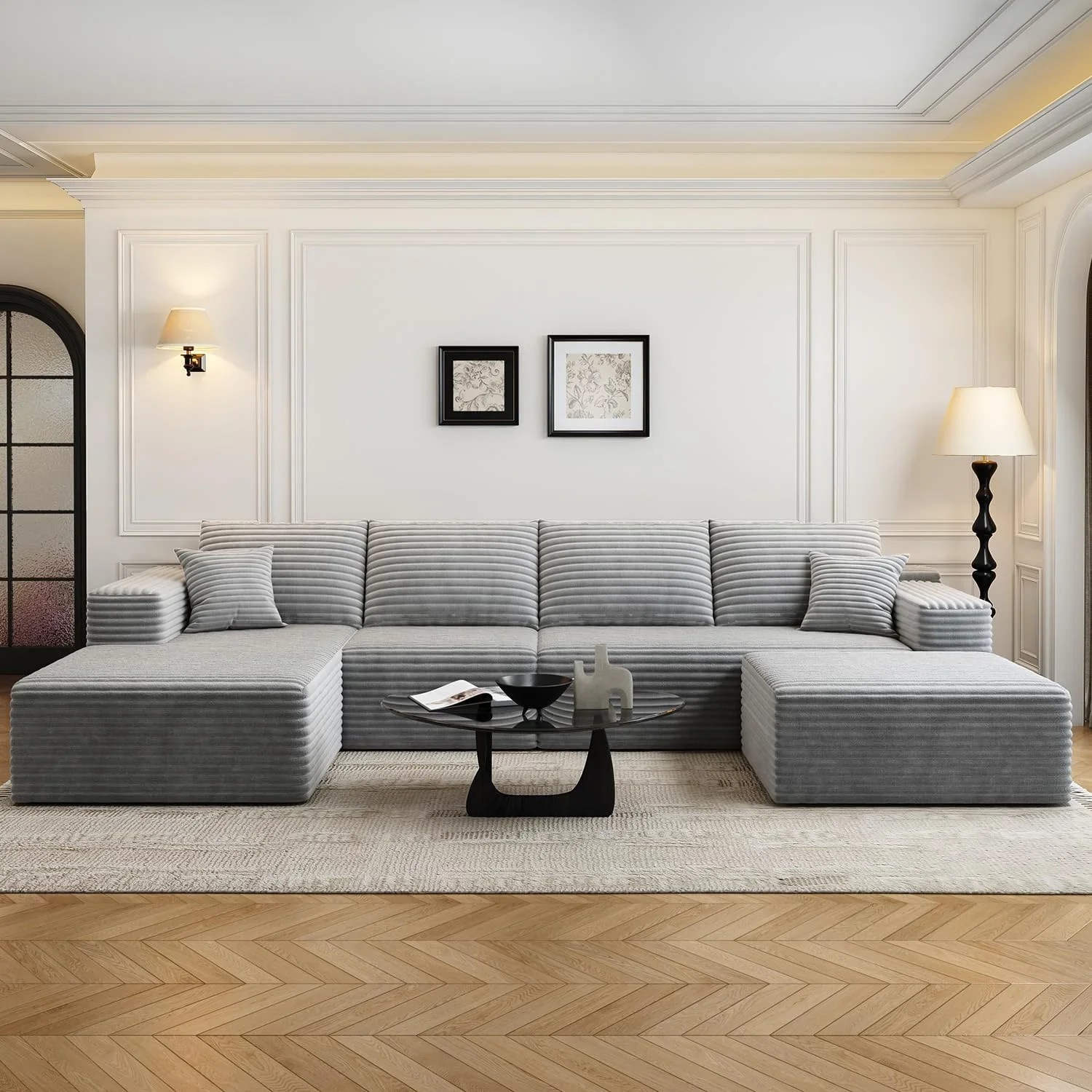 Durable Smart Pick 5" Cloud Modular Sectional Sofa L-Shape Chaise Deep Seat Black Left Facing Reliable