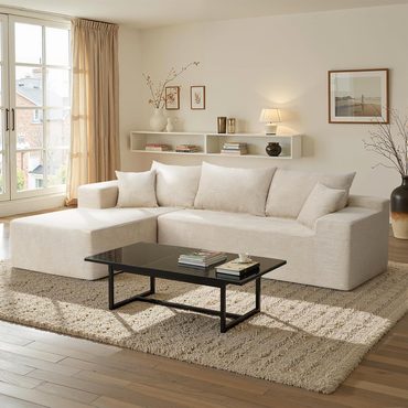 Advanced Smart Pick Cloud Sectional Couch with L-Shape Chaise Modern Modular Sofa Deep Seat Beige Distinctive