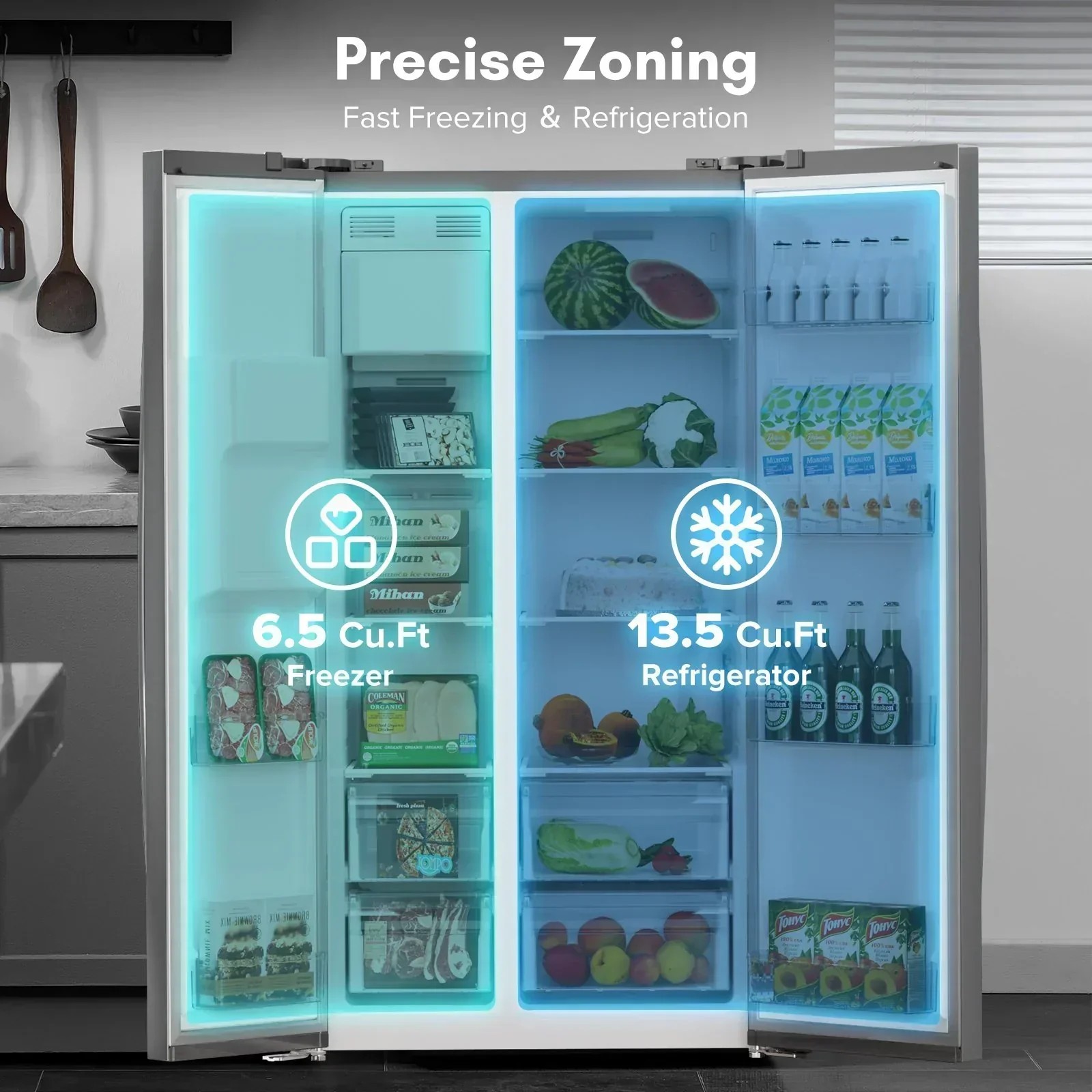 In Season Open Market 36" Side By Side 20.01 Cu. ft. Built-in Refrigerator with Freezer & Ice Maker Included Value