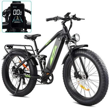 Limited Everyday Co Electric Bike for Adults 1000W 48V 17.5AH 26 Fat Tire Full Suspension Ebike 28MPH Enhanced