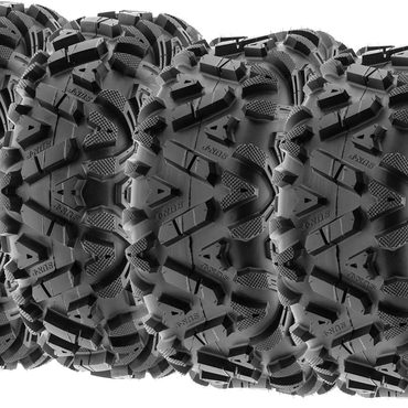 Limited Simple Goods Set of 4 ATV UTV all-terrain Tires 25x8-12 Front & 25x10-12 Rear, 6 PR, Tubeless A033 Modern