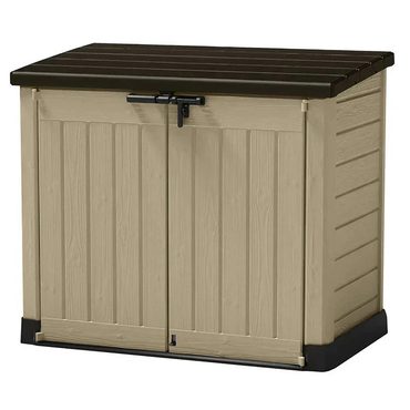 Limited Fresh Find Store-It-Out MAX 4.8 x 2.7 Outdoor Resin Horizontal Storage Shed, 42 cu.ft, Beige/Brown Modern
