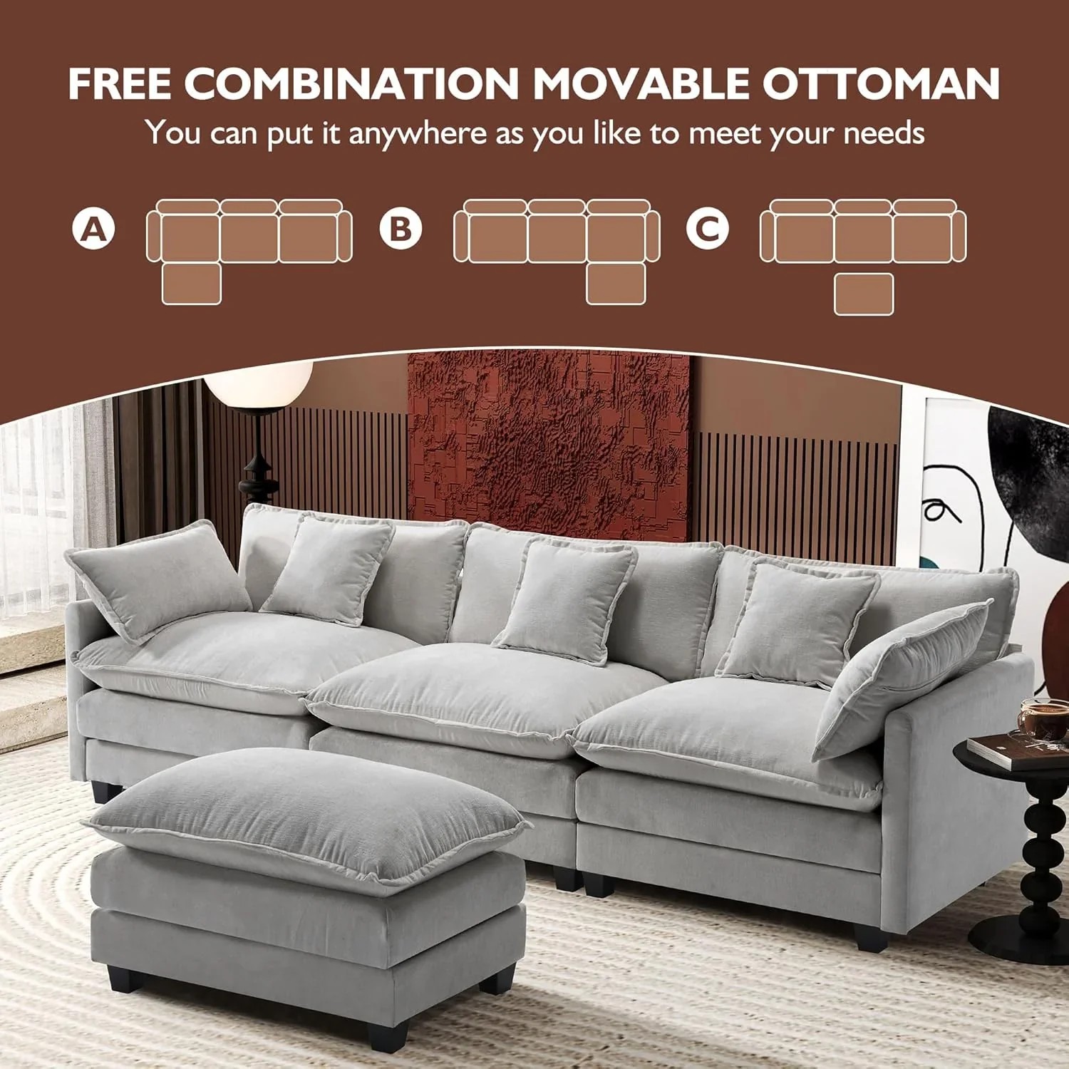 Premium Fresh Find Ihanherry 146" U-Shaped Modern Sofa Modular Sectional Cloud Couch Grey Practical