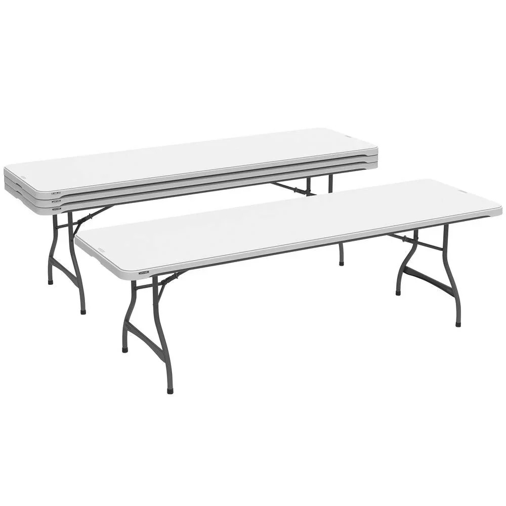 Popular Prime Select Lifetime 4-Pack Commercial Stackable Folding Table 8 Feet - White (80344) Enhanced