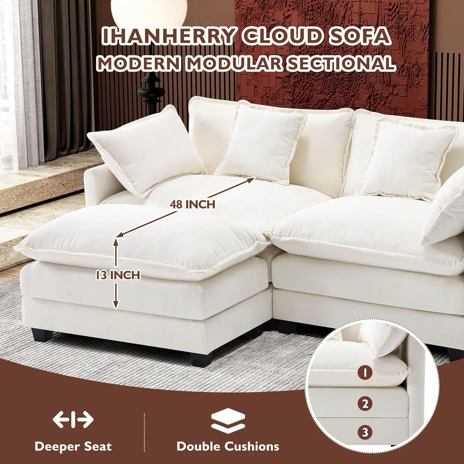 Premium Fresh Find Ihanherry 146" U-Shaped Modern Sofa Modular Sectional Cloud Couch Grey Practical