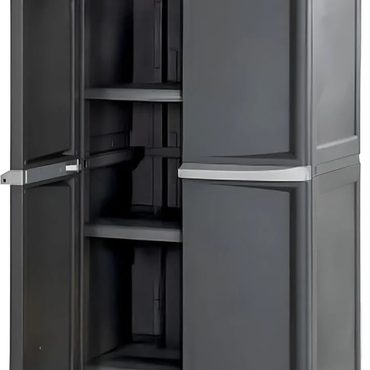 Popular True Basics Sterilite 4 Shelf Cabinet, Lockable Utility Storage w/ Adjustable Shelves, Gray Fine