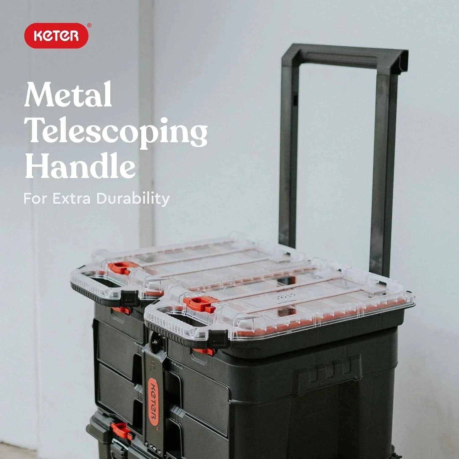 Select Everyday Co Keter Stack-n-Roll Modular Tools Organizer for Garage Storage and DIY 3 Piece Resin Rolling Tool Box System Fine
