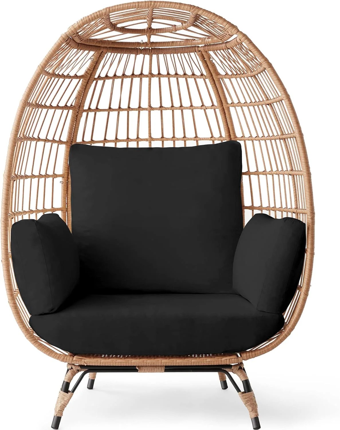 Durable Fresh Find Best Choice Products Wicker Egg Chair Oversized Indoor Outdoor Lounger Ivory Distinctive