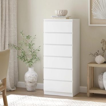 Limited Fresh Find Merryluk White 6-Drawer Dresser - Bedroom and Living Room Storage Cabinet Universal