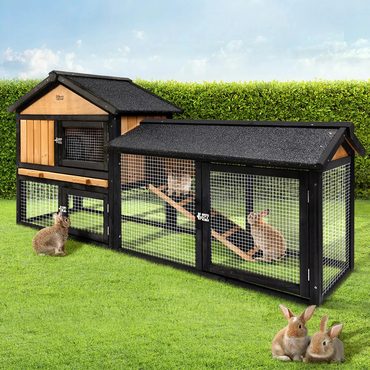 In Season Simple Goods Extra Large Wooden Outdoor Chicken Coop Rabbit Hutch with Run - i.Pet Sound