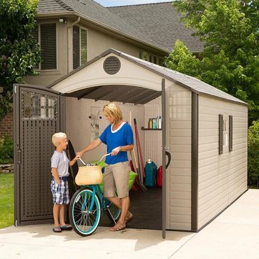 In Stock True Basics 8 ft. W x 17.5 ft. D Plastic Storage Shed Distinctive