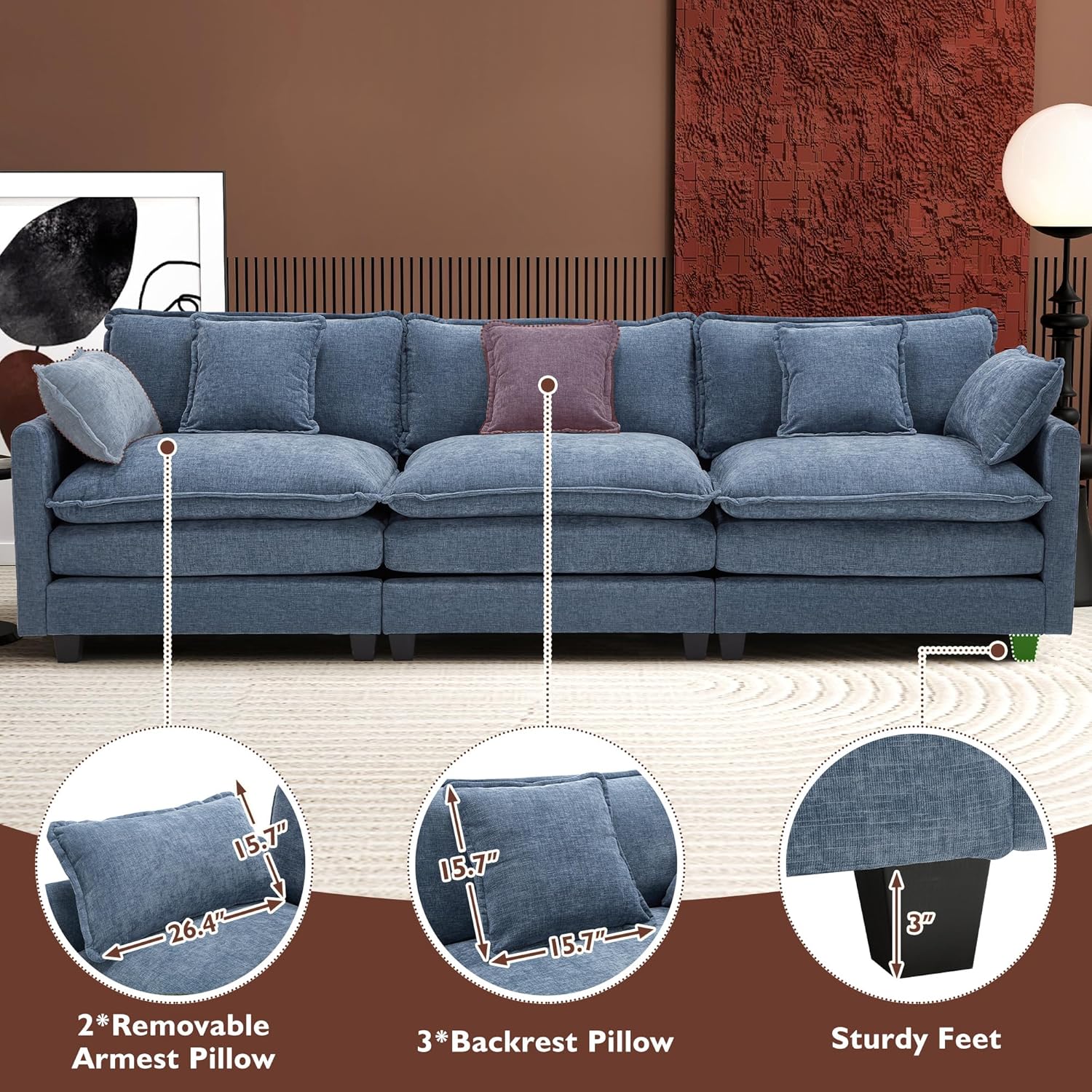 Premium Fresh Find Ihanherry 146" U-Shaped Modern Sofa Modular Sectional Cloud Couch Grey Practical