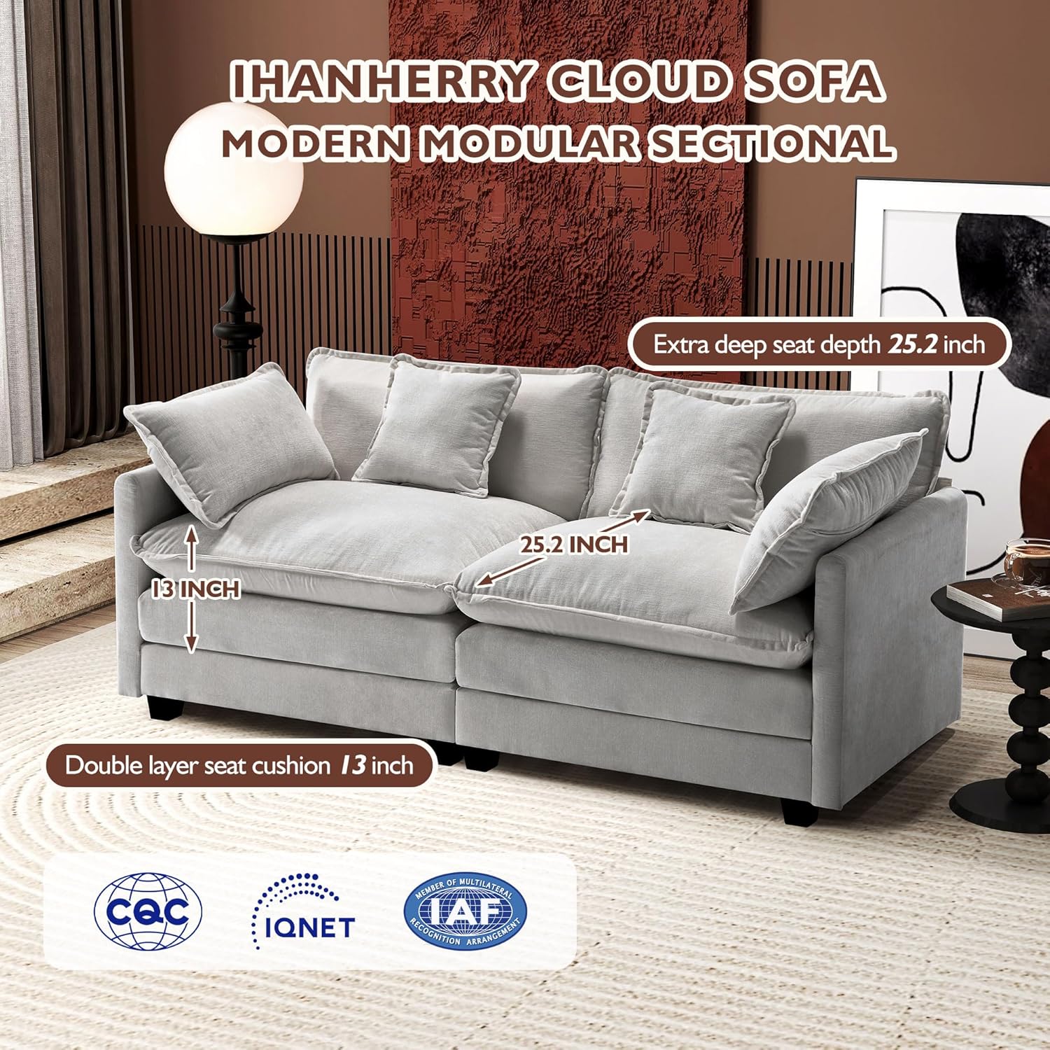 Premium Fresh Find Ihanherry 146" U-Shaped Modern Sofa Modular Sectional Cloud Couch Grey Practical
