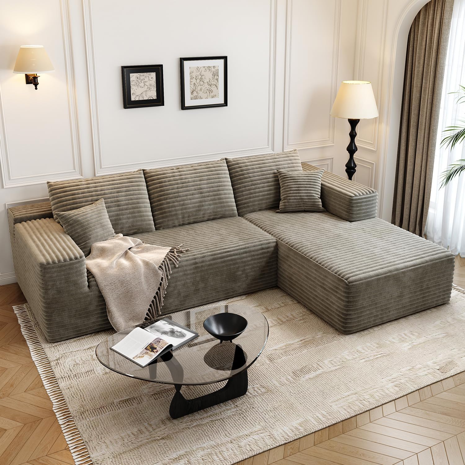 Durable Smart Pick 5" Cloud Modular Sectional Sofa L-Shape Chaise Deep Seat Black Left Facing Reliable
