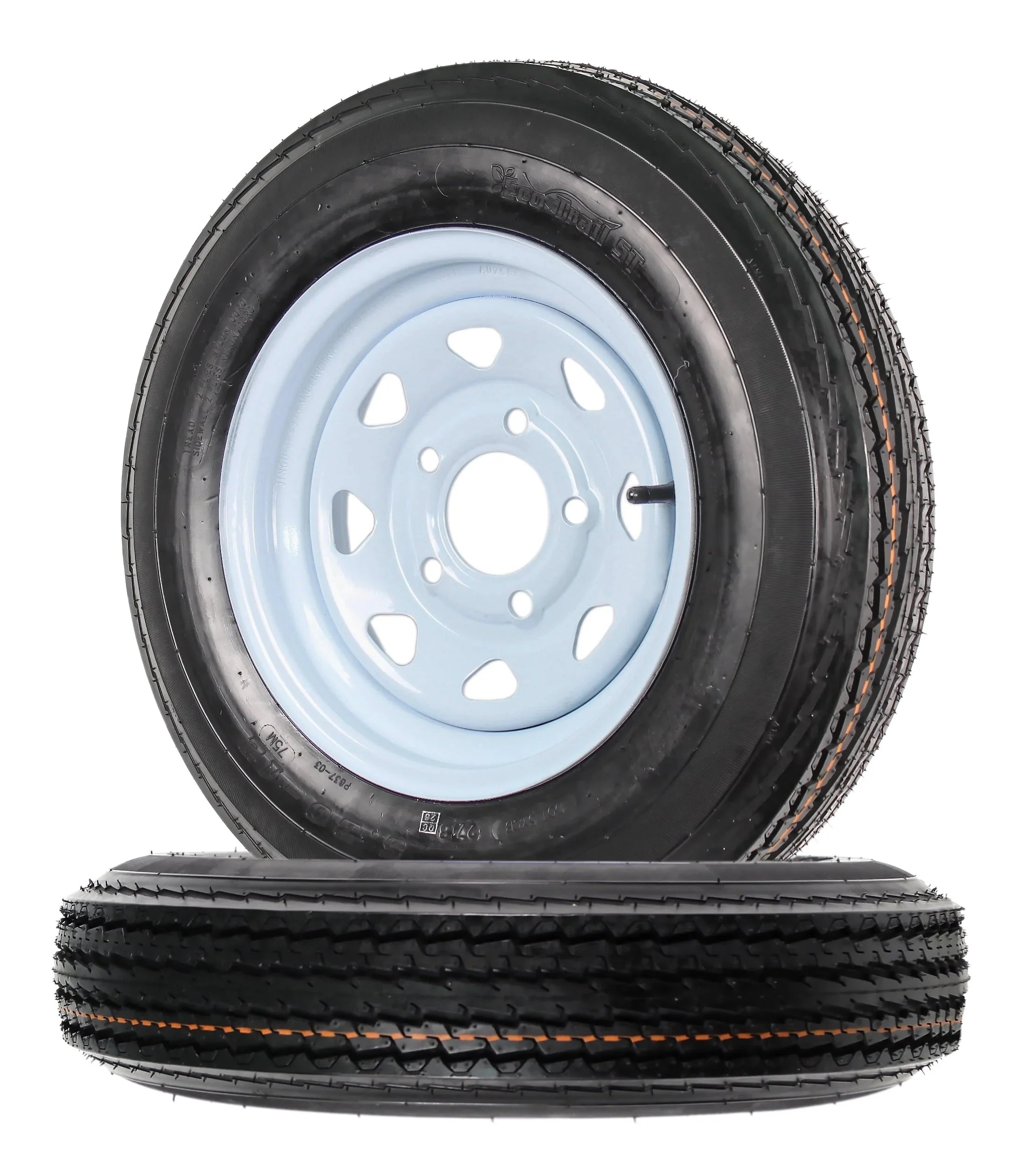 Essential Direct Source Two Trailer Tires On Rims 5.30-12 530-12 5.30 X 12 5 Hole Wheel White Spoke Budget