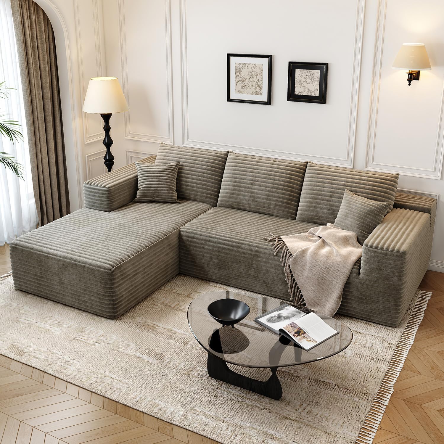 Durable Smart Pick 5" Cloud Modular Sectional Sofa L-Shape Chaise Deep Seat Black Left Facing Reliable