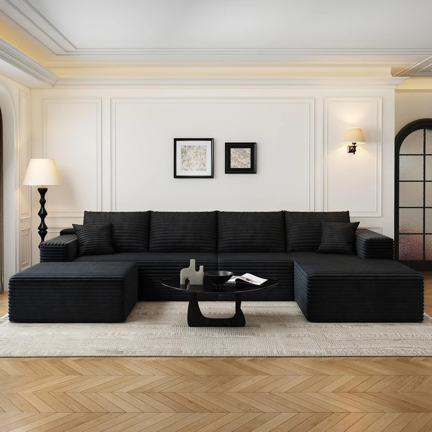 Durable Smart Pick 5" Cloud Modular Sectional Sofa L-Shape Chaise Deep Seat Black Left Facing Reliable