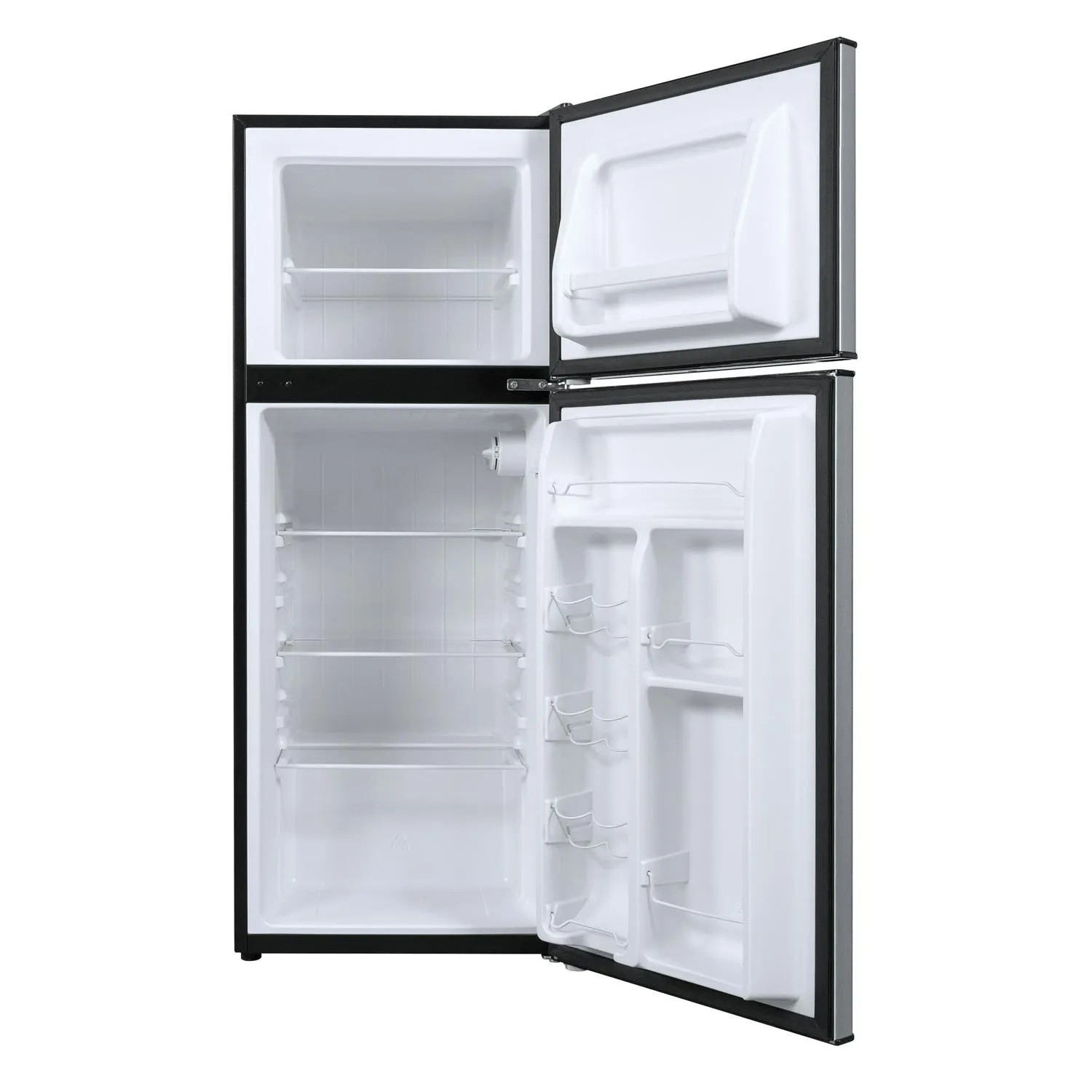 Limited Simple Goods 4.6. Cu ft Two Door Mini Refrigerator with Freezer, Stainless Steel Sound