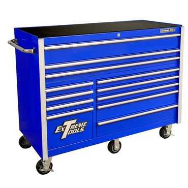 Limited Open Market Extreme Tools THD Series 55 in. 12-Drawer Roller Cabinet Tool Chest in Blue THD552112RCBL Distinctive