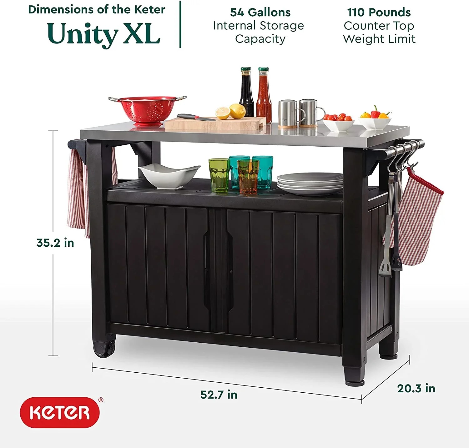 Essential True Basics Keter Unity XL Portable Outdoor Table and Storage Sensible