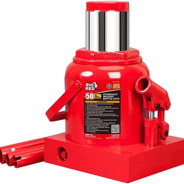 Limited Standard Goods BIG RED 50 Ton Low Profile Hydraulic Bottle Jack – Welded Construction for Automotive & Heavy Lifting Improved
