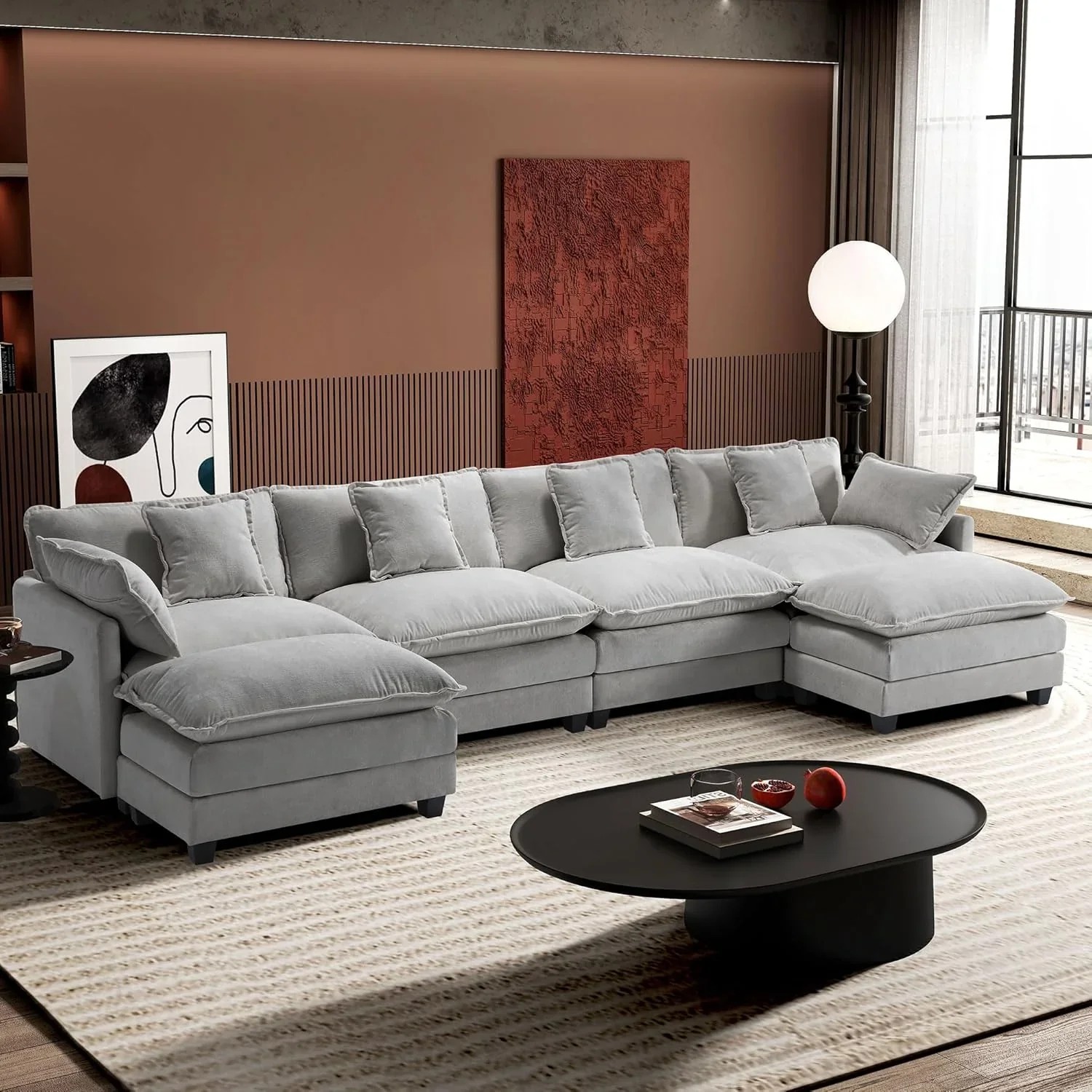 Premium Fresh Find Ihanherry 146" U-Shaped Modern Sofa Modular Sectional Cloud Couch Grey Practical