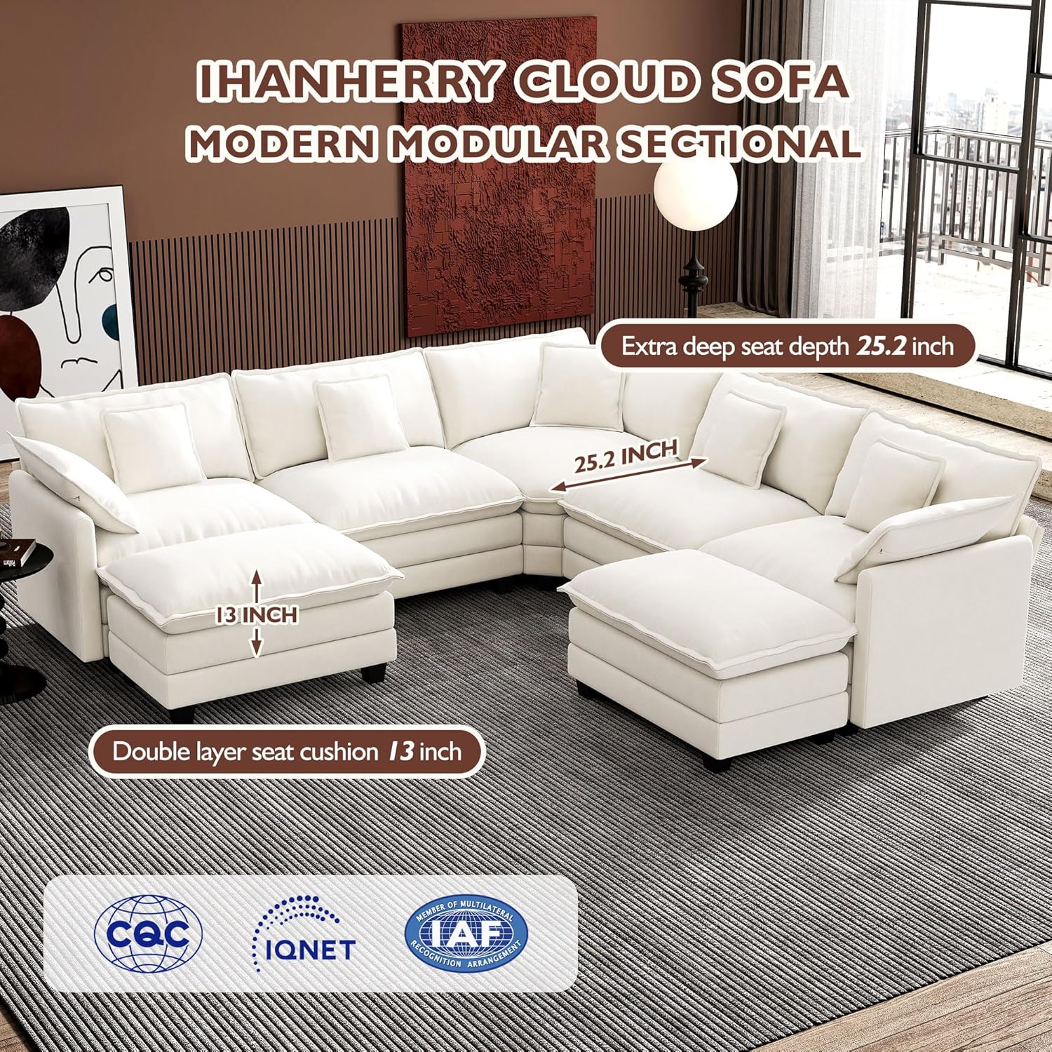 Premium Fresh Find Ihanherry 146" U-Shaped Modern Sofa Modular Sectional Cloud Couch Grey Practical