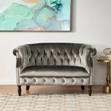 2026 Debut Everyday Co Milani Velvet Tufted Scroll Arm Loveseat by Christopher Knight Home Sensible