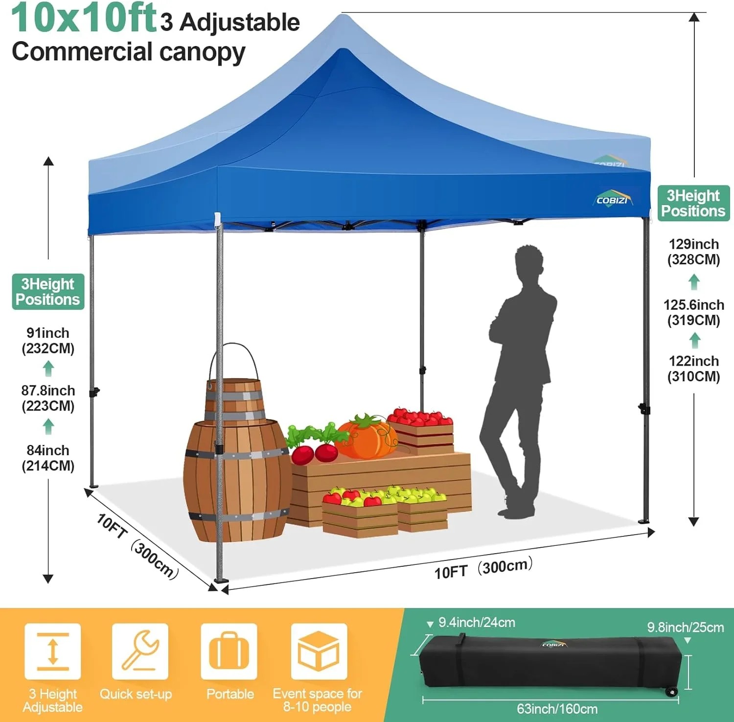 In Stock Pure Value COBIZI 10x20 Heavy Duty Pop up Canopy Tent with 6 Sidewalls Black Functional