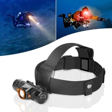 Popular Direct Source Diving Headlamp 1200 Lumens Scuba Dive Light 5 Modes White/Red IP68 Value