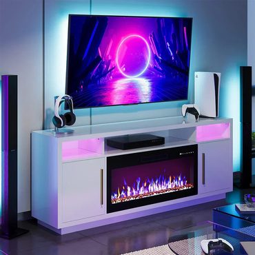 Brand New Pure Value 70" Fireplace TV Stand for TVs Up to 75" Storage Cabinet Media Console Table for Living Room Practical