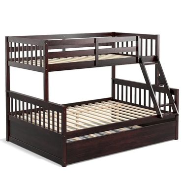 Classic Fresh Find Gymax Twin Over Full Bunk Bed with Twin Trundle Convertible Platform Fine