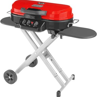 Limited Prime Select RoadTrip Portable Stand-Up Propane Grill 3 Adjustable Burners Instastart Red Enhanced