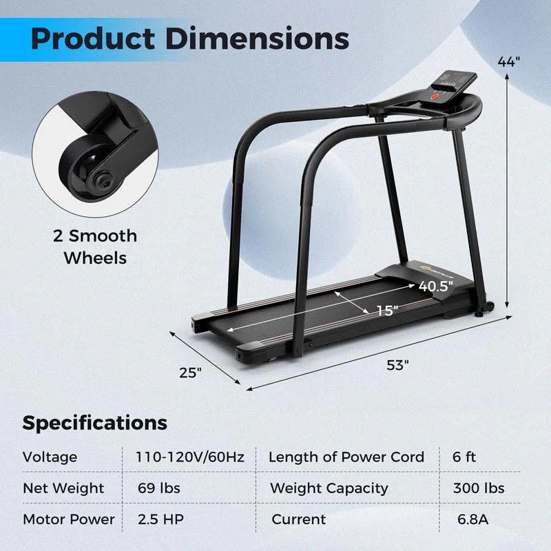 Eletriclife 2.5 Standard Goods Walking Treadmill with Long Handrails for Seniors