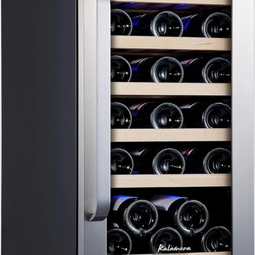 Revolutionary Open Market 24 inch Wine Cooler, 46 Bottle, Dual Zone Built-in or Freestanding, Stainless Steel Reliable