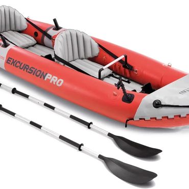 Revolutionary True Basics 1-Person Inflatable Kayak with Paddles, Pump & Fishing Rod Holders Original