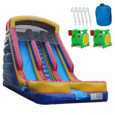 Popular Open Market 20-foot high inflatable double slide with pool and drying area Enhanced