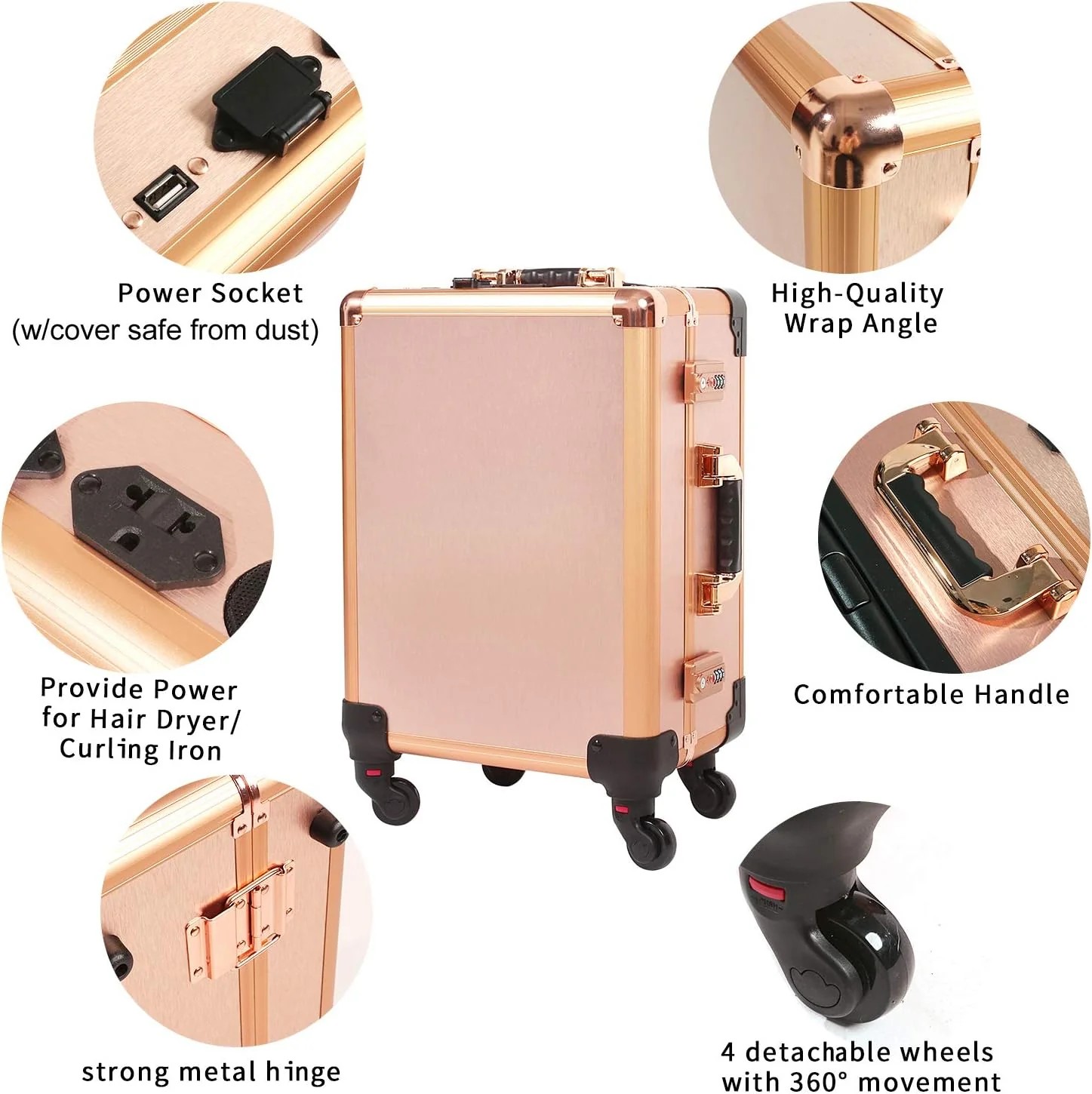Limited Everyday Co Medium Makeup Train Case Code Lock Lighted Mirror Speaker Travel Cosmetic Rose Gold Practical