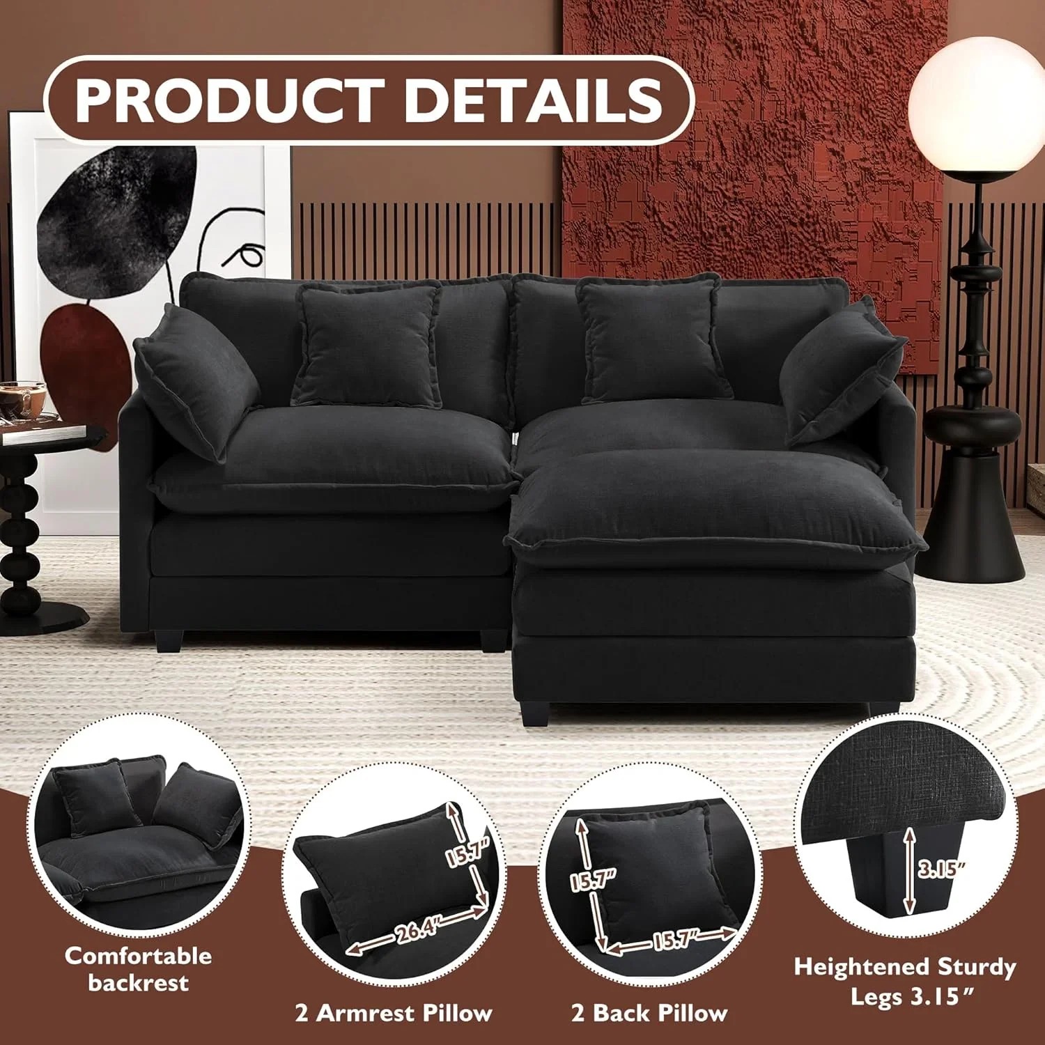 Premium Fresh Find Ihanherry 146" U-Shaped Modern Sofa Modular Sectional Cloud Couch Grey Practical