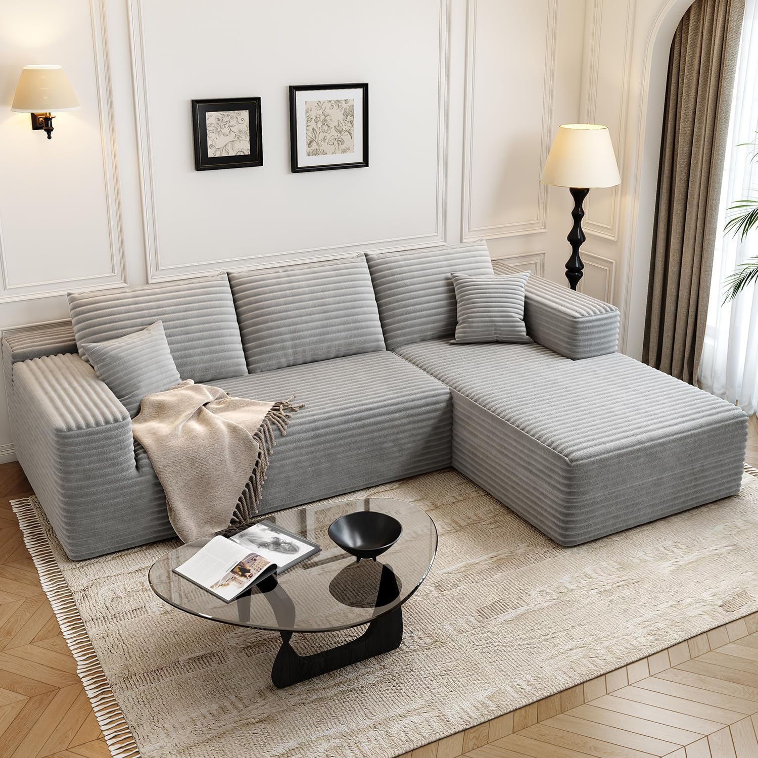 Durable Smart Pick 5" Cloud Modular Sectional Sofa L-Shape Chaise Deep Seat Black Left Facing Reliable