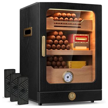 Limited Basic Line Cigar Humidor with Spanish Cedar Wood Shelves Hygrometer 3 Humidifiers and Cigar Accessories Drawer Enhanced