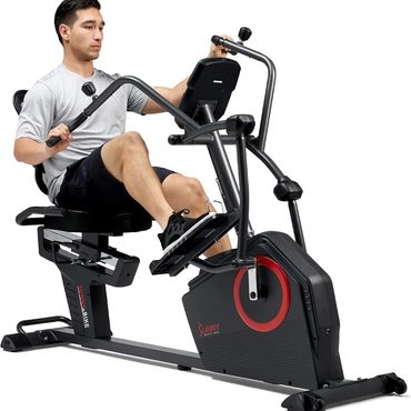 Essential Simple Goods Sunny Elite Recumbent Cross Trainer, Arm/Leg Workout, Bluetooth App Distinctive